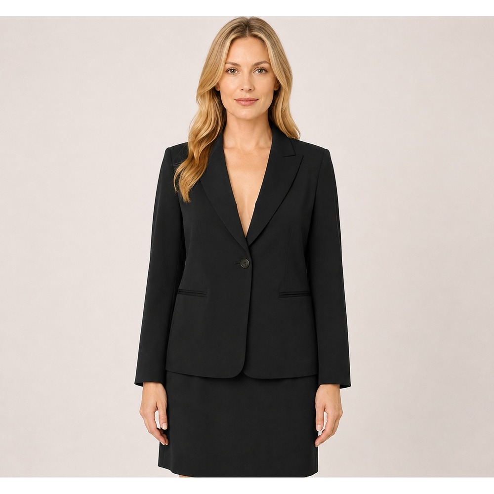 Emanuel Ungaro Skirt Suit Black Career Professional Designer Tailored ChicSize 6